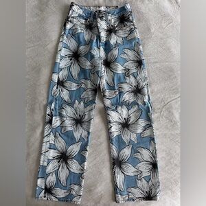 FamRio + Levis Collab Floral Blue and White Denim Jeans